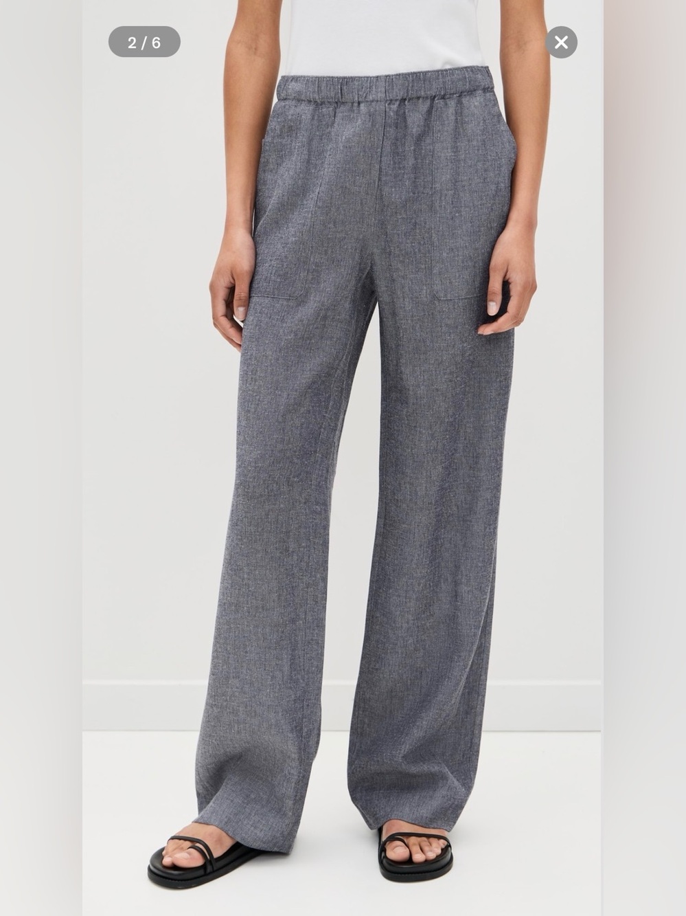 Vince Wide-Leg Pull-On Pants in Heather Navy-Gray